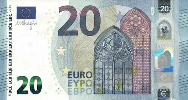 P28UD European Union 20 Euro Year (2015 Draghi)